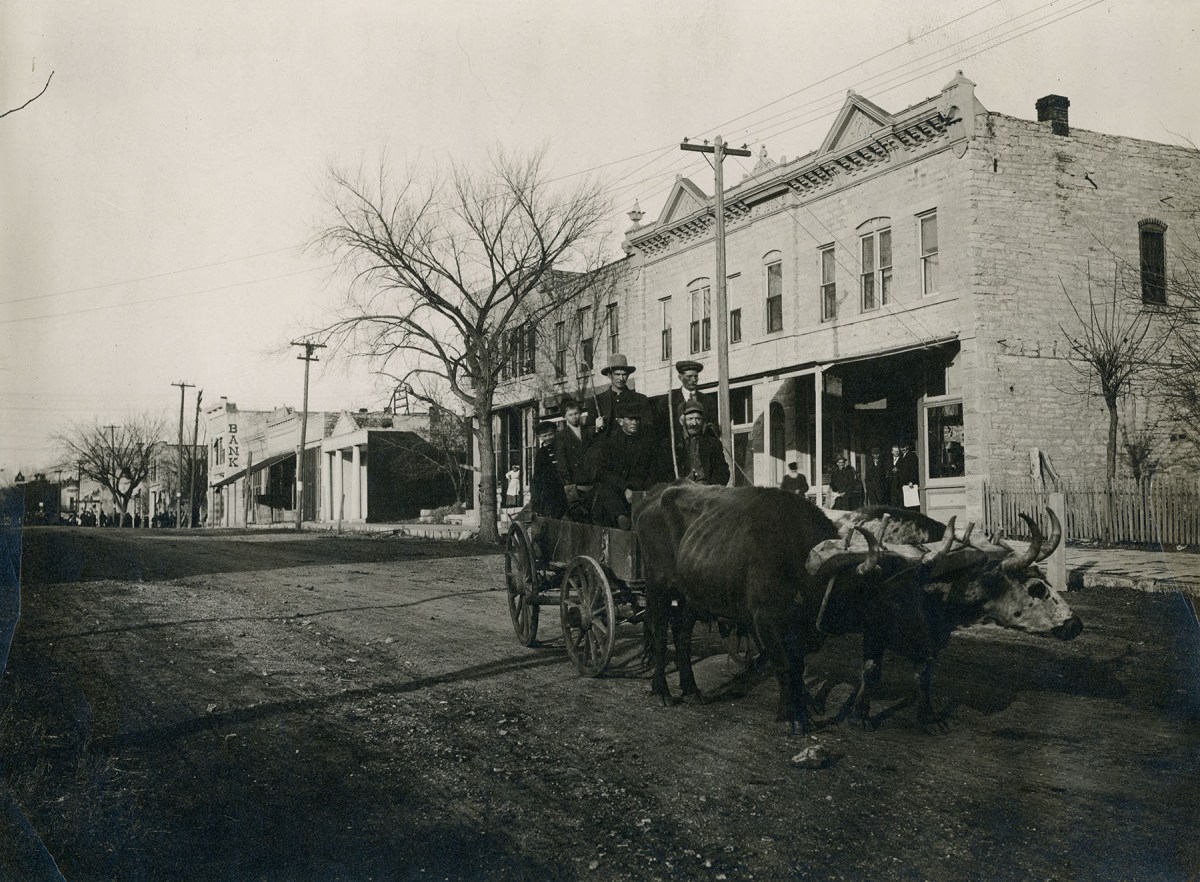 Wagon Pulled by Oxen, 200 Block Missouri Street, Alma, Kansas