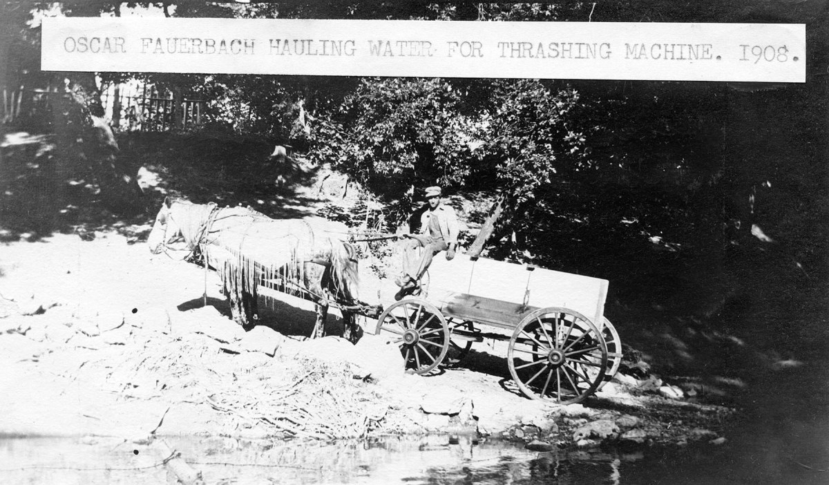 Oscar Fauerbach Hauling Water for Steam Threshing Machine